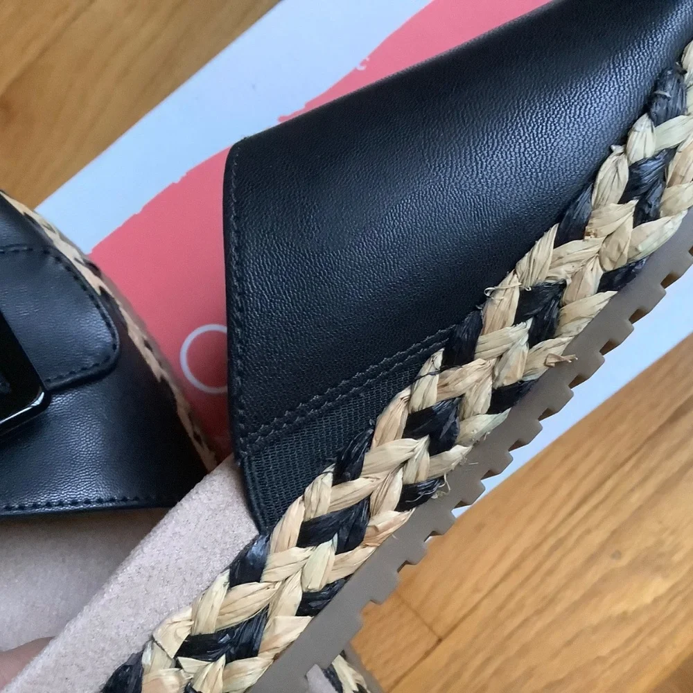 Soul Naturalizer Day Break Slide Sandal Black Raffia SZ 9